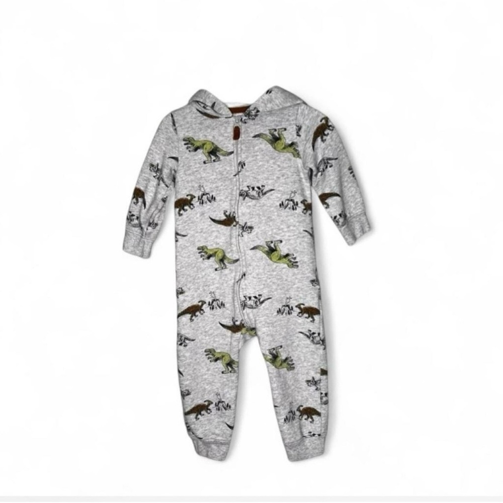 Toddler Gray Dinosaur Hooded Zip-up Outfit